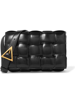 Bottega Veneta + Cassette Padded Intrecciato Glossed-Leather Shoulder Bag