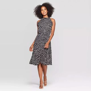 Who What Wear x Target + Animal Print Sleeveless Halter Neck Dress