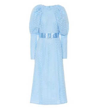 Rotate Birger Christensen + Lace Puff-Sleeve Midi Dress