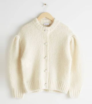 & Other Stories + Pearl Button Puff Sleeve Cardigan