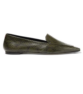 Aeyde + Aurora Snake-Effect Leather Loafers