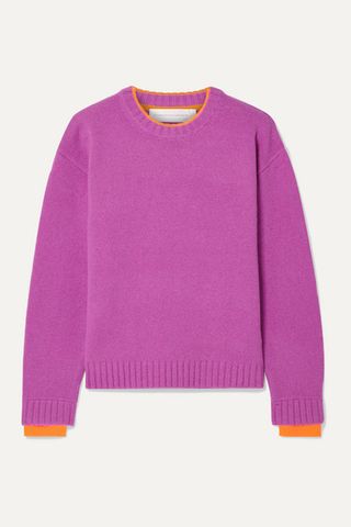 Victoria, Victoria Beckham + Stretch Jersey-Trimmed Wool Sweater