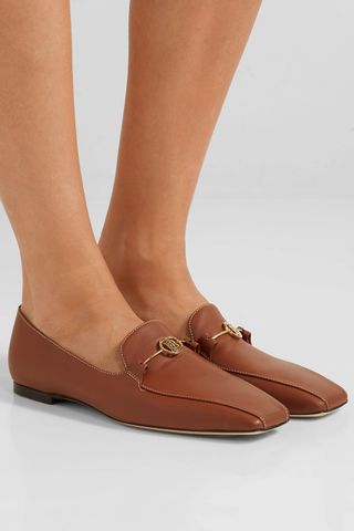Burberry + Logo-Embellished Leather Loafers