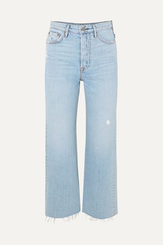 GRLFRND + Bobbi Cropped Distressed High-Rise Jeans