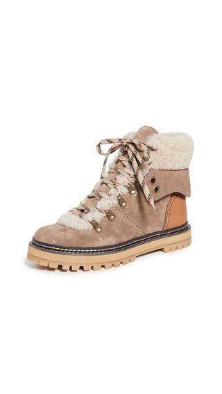 See by Chloe + Eileen Flat Shearling Hiker Boots