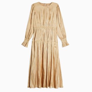 Topshop + Gold Ruched Dress
