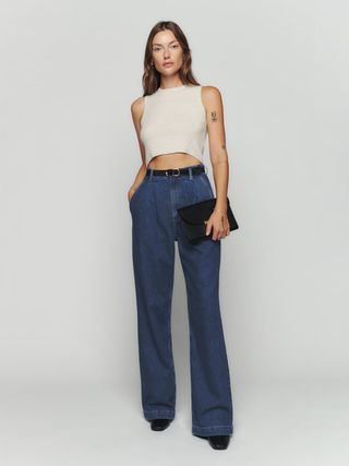 Reformation + Montauk Pleated High Rise Jeans