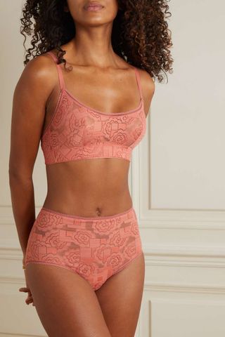Eres + Brunette Stretch-Leavers Lace Soft-Cup Bra