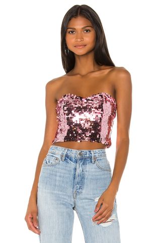 Revolve x Draya Michele + Champagne Bubbles Top in Pink