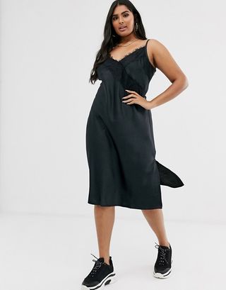 Simply Be + Midi Slip Dress With Lace Trim