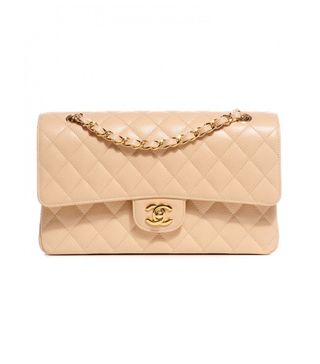 Chanel + Classic Double Flap Quilted Caviar Gold-tone Jumbo Beige
