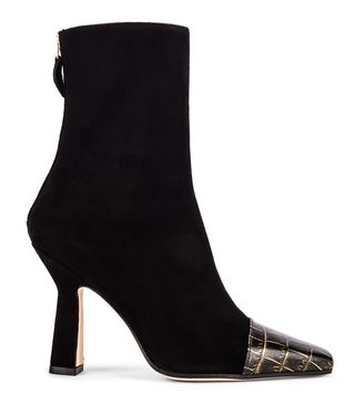 Paris Texas + Suede And Croco Square Toe Ankle Boot
