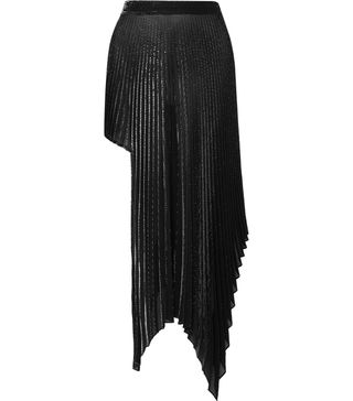 Peter Do + Asymmetric Pleated Metallic Voile Skirt