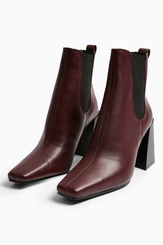 Topshop + Harbour Burgundy Leather Chelsea Boots