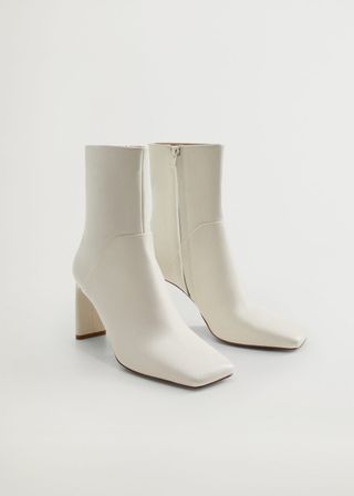 Mango + Squared Toe Leather Ankle Boots