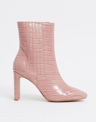 Marc Jacobs + Asos Design Embark High Ankle Boots in Pink Croc