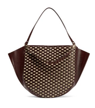 Wandler + Mia Large Woven Raffia and Glossed Leather Tote