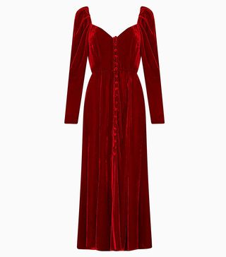 Ghost + Sydney Velvet Dress, Dark Red