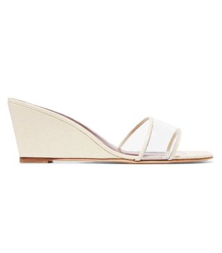 Staud + Billie Croc-Effect Leather and PVC Wedge Sandals