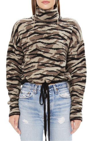 AFRM + Zebra Camo Print Turtleneck Sweater