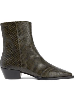 Aeydē + Ruby Snake-Effect Leather Ankle Boots