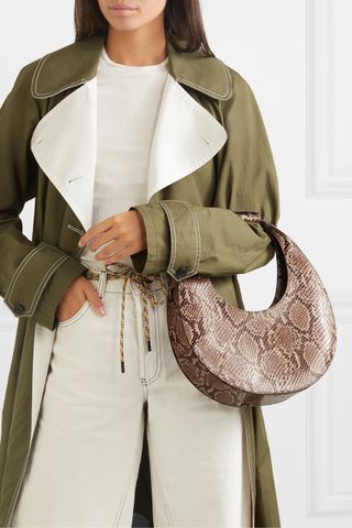 Staud + Moon Snake-Effect Leather Tote