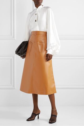 A.w.a.k.e. Mode + Faux Leather Midi Skirt