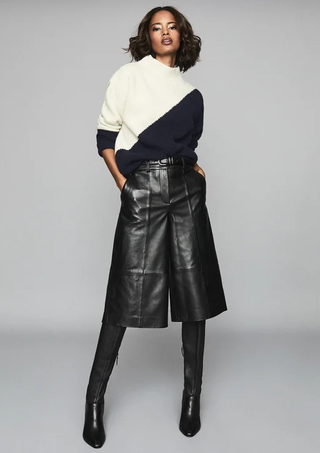 Reiss + Black Leather Culottes