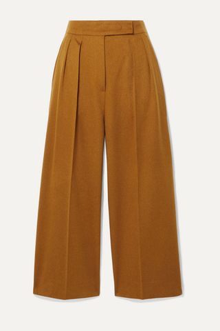 Max Mara + Cropped Pleated Camel Hair Culottes