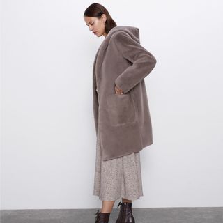 Zara + Reversible Faux Fur Coat