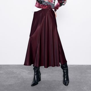 Zara + Satin Skirt