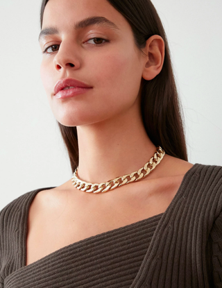 Pixie Market + Gold Chain Choker Necklace