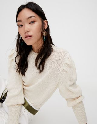 Pull & Bear + Short Sweater with Puff Sleeves