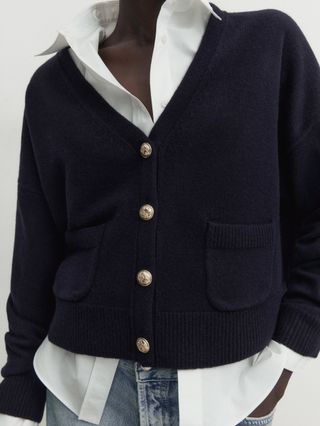 Massimo Dutti + Wool And Cashmere Blend Knit Cardigan