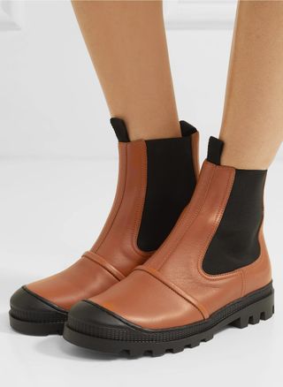 Loewe + Rubber-Trimmed Leather Chelsea Boots