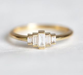 Capucinne + Olivia Art Deco Diamond Engagement Ring