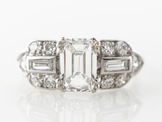 Filigree Jewelers + Vintage Emerald Cut Diamond Art Deco Ring