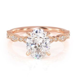 Keyzar + Art Deco Rose Gold Oval Engagement Ring