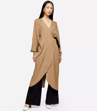 Topshop + Camel Wrap Dress