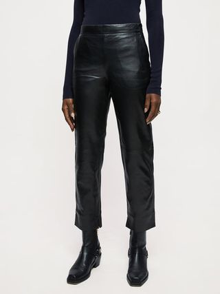 Jigsaw + Leather Bardot Trousers in Black