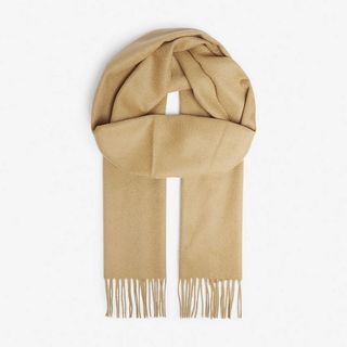Johnstons of Elgin + Classic Camel Cashmere Scarf with Initial Embroidery Available