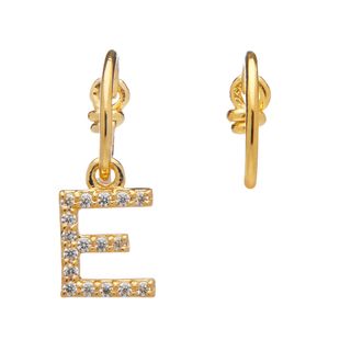 Theodora Warre + Gold-Plated Zircon E Mismatched Hoop Earrings