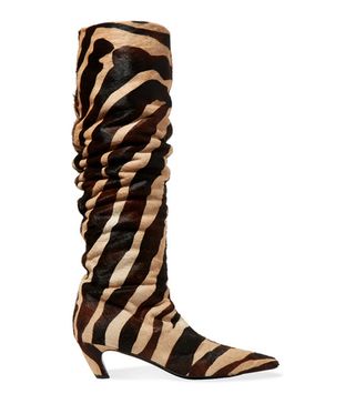 Khaite + Zebra-Print Calf Hair Knee Boots