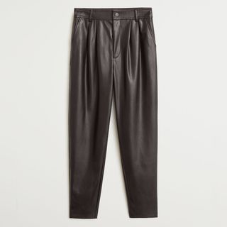 Mango + Leather-Effect Trousers