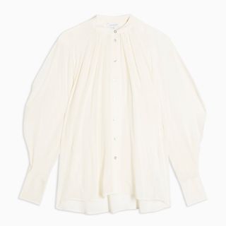 Topshop + Ivory Silk Tuck Shirt