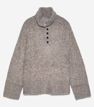 Zara + Wool Blend Sweater With Buttons