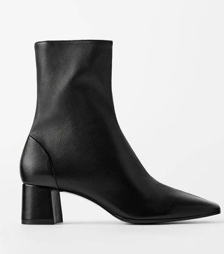 Zara + Soft Leather High Heel Ankle Boots
