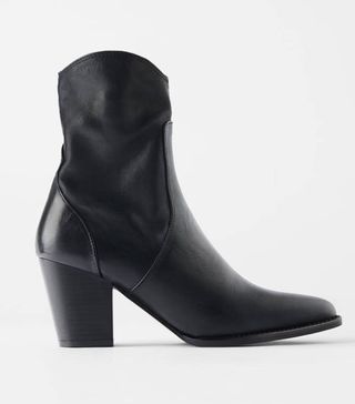 Zara + High Heel Cowboy Ankle Boots