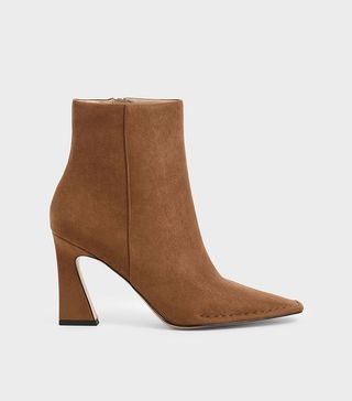 Charles & Keith + Textured Sculptural Heel Ankle Boots