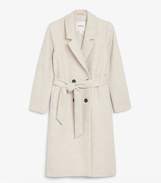 Monki + Double-Breasted Belted Coat